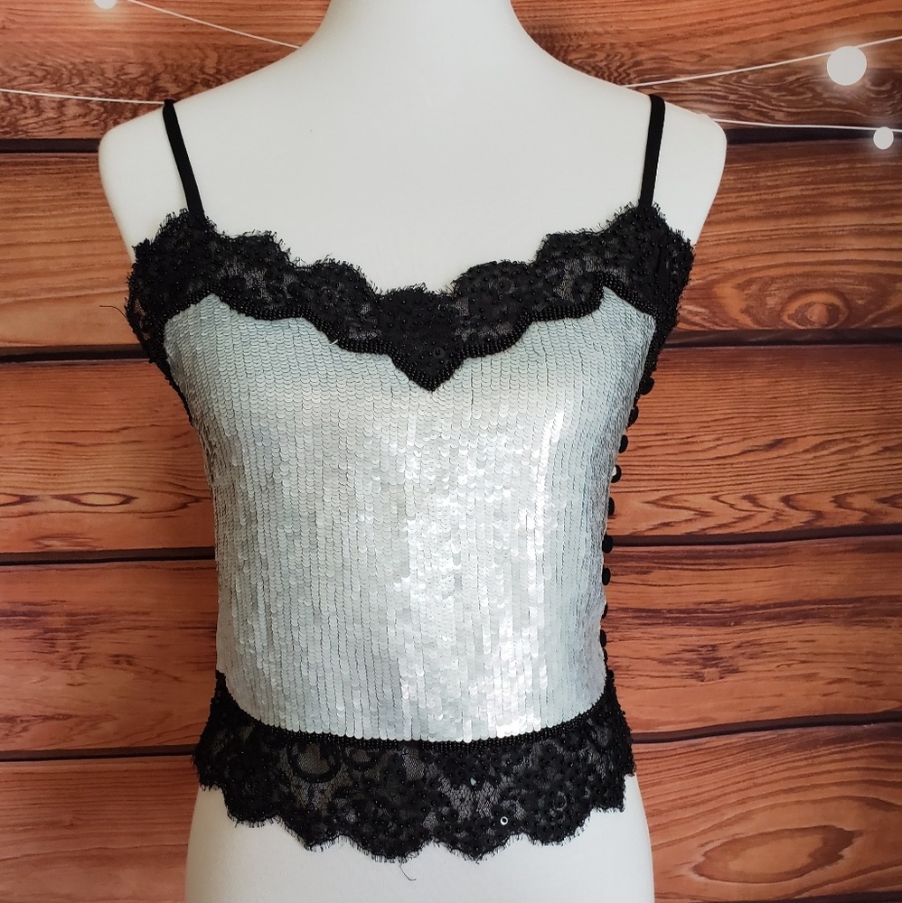 Rena Lange Sequin Crop Top - Picture 3 of 7